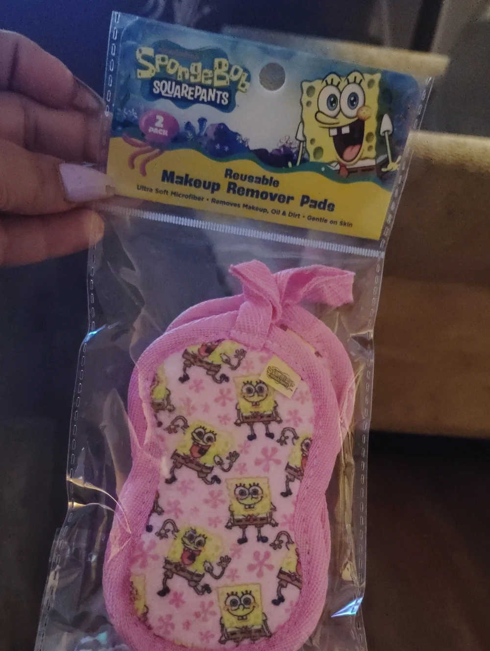 SpongeBob SquarePants Yellow & Pink Reusable Makeup Remover Pads - 2 Pack